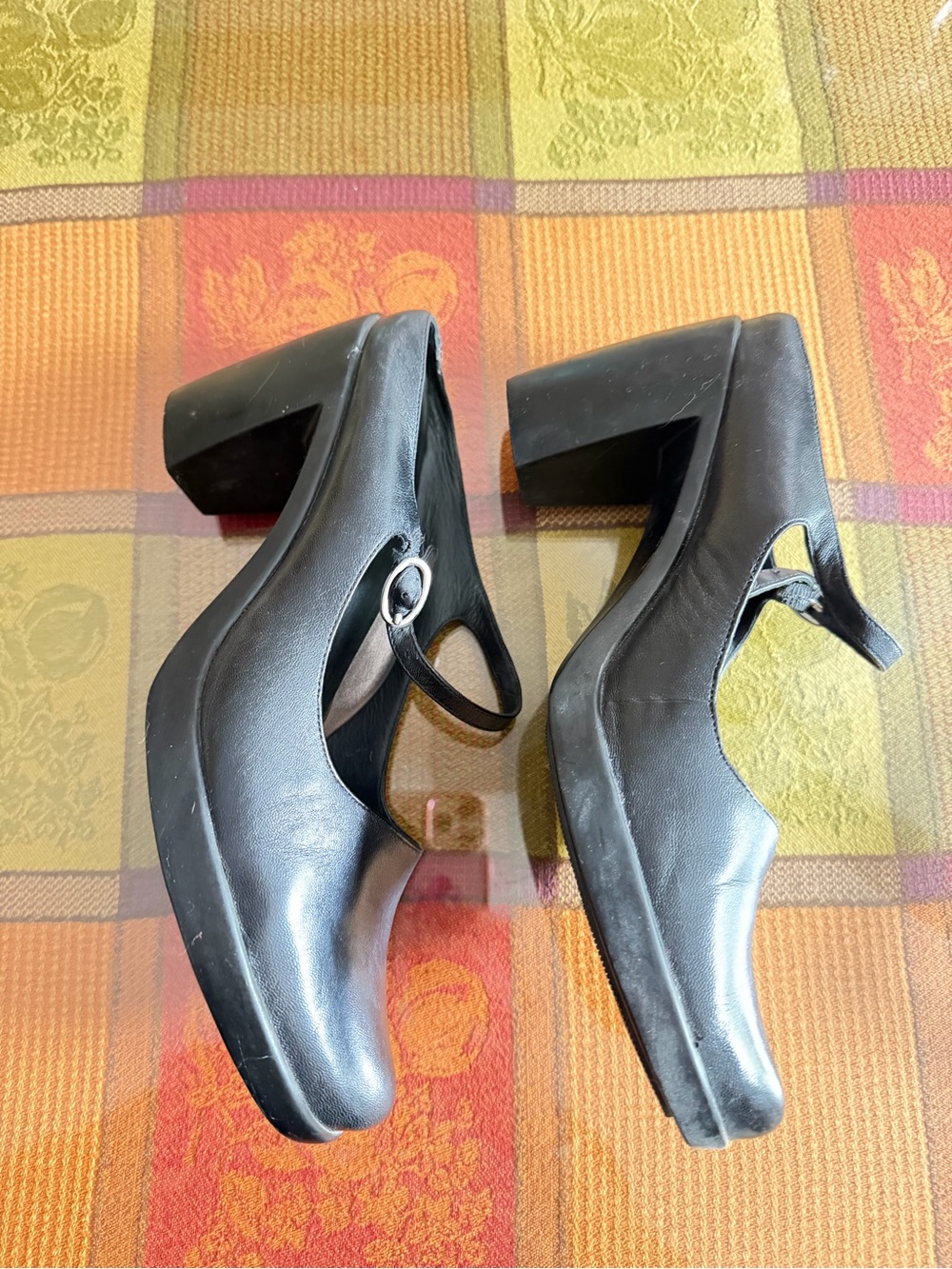 Dansko Black Leather Mary Jane Clogs with Strap - Picture 3 of 5